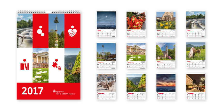 Gestaltung des Jahreskalender für die Kunden der Sparkasse Baden-Baden Gaggenau